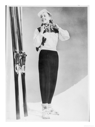 SkIIng Suit with a Wind-Proof Jacket with Lace-Up Front and Contrasting Yoke by Jean Destre