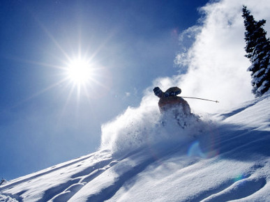 Man Skiing at Breckenridge Resort, CO