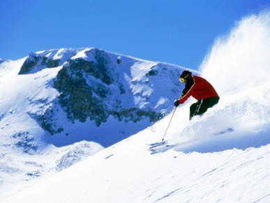 Man Skiing at Breckenridge Resort, CO