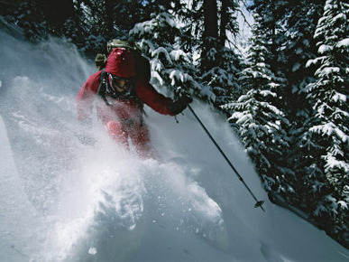 A Skier Skiing Backcountry Powder