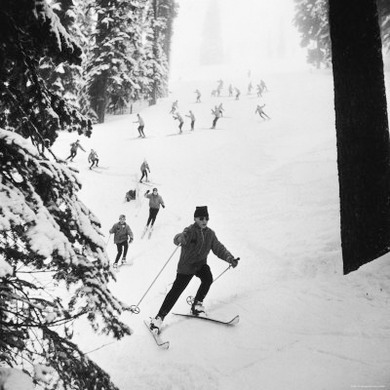 View of People Skiing at Steven's Pass