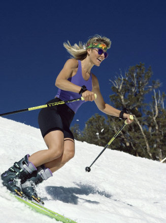 Skiing Downhill in Warm Weather Workout Gear