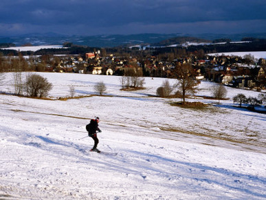 Skiing at Zasada Resort in Jizerske Mountains in Liberec Region, Liberec, Czech Republic