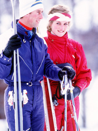 Prince and Princess of Wales Skiing in Klosters, Switzerland, February 1986