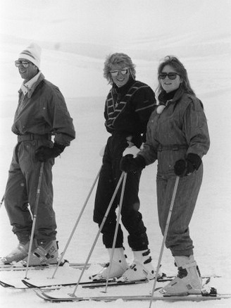 Prince Charles, Princess Diana and Duchess of York on Skiing Holiday in Klosters