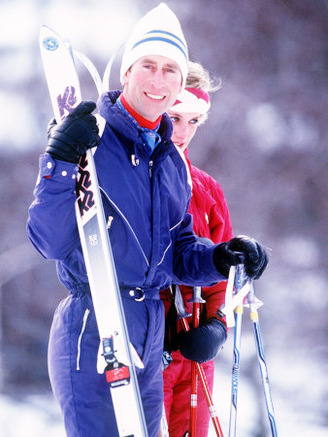 Prince Charles and Princess Diana During Start of Their Skiing Holiday Klosters Switzerland