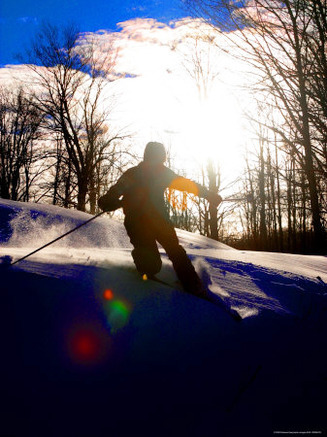 Teleskier Skiing Backcountry Terrain