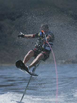 Riding High on an Air Chair While Water-Skiing