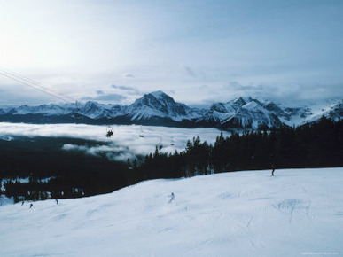 People Skiing in the Rockies, Canada