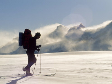 Mountaineer Skiing Near the Wind-Whipped Filchner Mountains