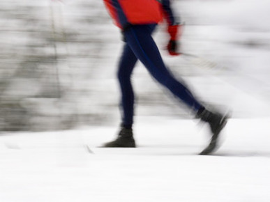 Cross Country Skiing on Spray River Trail, Banff, Alberta