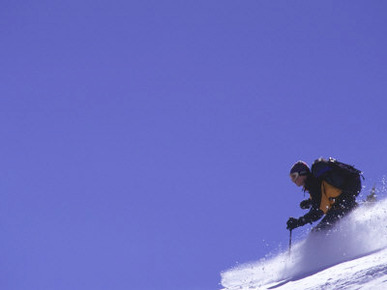 Side Profile of a Man Skiing