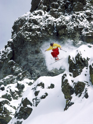 Skiing Over Large Boulders