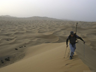 Skiing on Sanddunes, Morocco