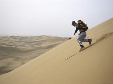 Skiing on Sanddunes, Morocco