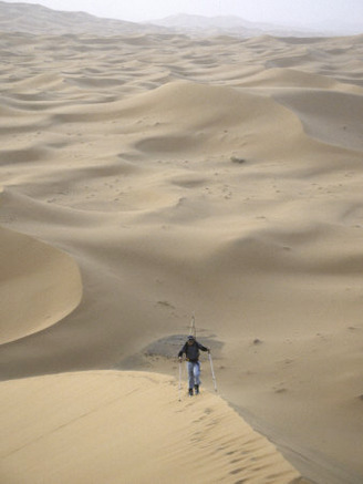 Skiing on Sanddunes, Morocco