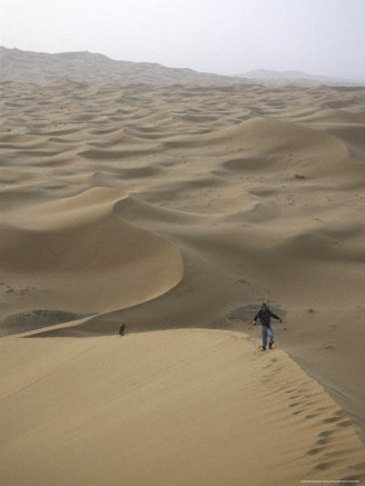 Skiing on Sanddunes, Morocco