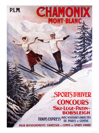 Chamonix Mont-Blanc, France - Skiing Promotional Poster