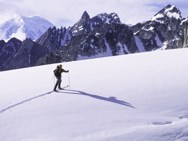 Skiing on a Glacier in Alaska, Denali National Park, Alaska