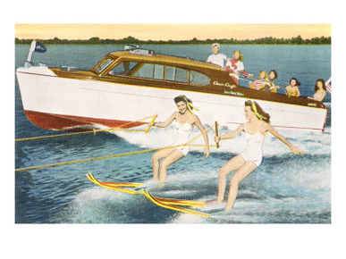 Women Waterskiing by Motorboat