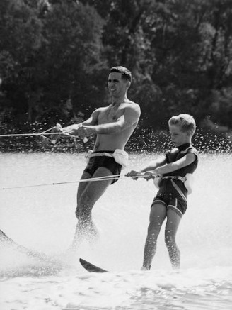 Apollo 8 Astronaut William Anders Water Skiing with His Son :: Print