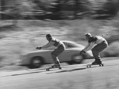 Men Roller Skiing in the Streets