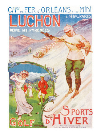 Bagnares-De-Luchon, France - Views of Golfing and Skiing, Orleans Railway Postcard, c.1920