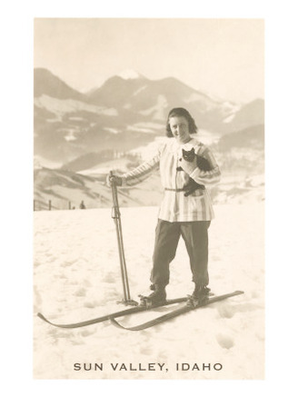 Sun Valley, Idaho, Girl Skiing with Cat