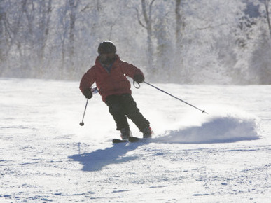 8 Year Old Russell Laman Skiing. Smuggler's Notch, Vermont