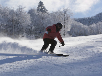 8 Year Old Russell Laman Skiing. Smuggler's Notch, Vermont