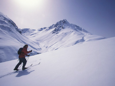 Woman Skiing in Scenic Haines Pass, Alaska