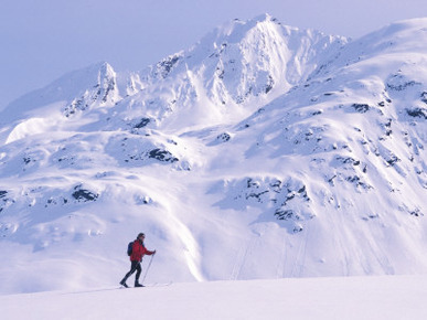 Woman Skiing on Haines Summit