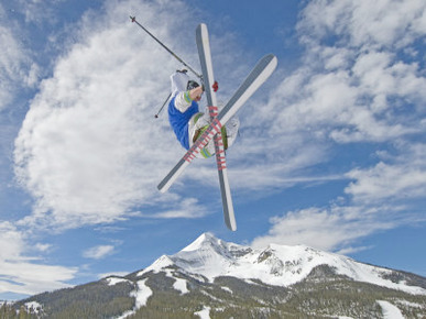 Skiing Aerial Maneuvers Off a Jump in a Terrain Park